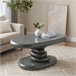Fory End Table- 30 Inch Asymmetric Stacked Pebble Base- High Gloss Gray