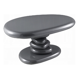 Fory End Table- 30 Inch Asymmetric Stacked Pebble Base- High Gloss Gray