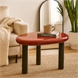 Endy End Table- 21 Inch Asymmetric Red High Gloss- 3 Round Metal Legs