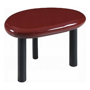 Endy End Table- 21 Inch Asymmetric Red High Gloss- 3 Round Metal Legs