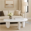 Vayu End Table- 30 Inch Asymmetric- Tri Pebble Legs- High Gloss White