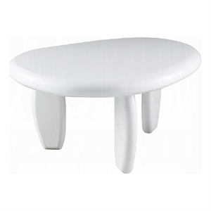 Vayu End Table- 30 Inch Asymmetric- Tri Pebble Legs- High Gloss White