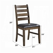 Dexy Dining Side Chair Set of 2- Ladderback- Walnut Brown Faux Leather