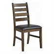 Dexy Dining Side Chair Set of 2- Ladderback- Walnut Brown Faux Leather