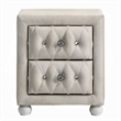 Rex Nightstand- 2 Drawers- Classic Crystal Tufted Beige Upholstery