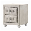Rex Nightstand- 2 Drawers- Classic Crystal Tufted Beige Upholstery