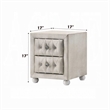 Rex Nightstand- 2 Drawers- Classic Crystal Tufted Beige Upholstery