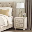Rex Nightstand- 2 Drawers- Classic Crystal Tufted Beige Upholstery