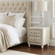 Rex Nightstand- 2 Drawers- Classic Crystal Tufted Beige Upholstery