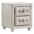 Rex Nightstand- 2 Drawers- Classic Crystal Tufted Beige Upholstery