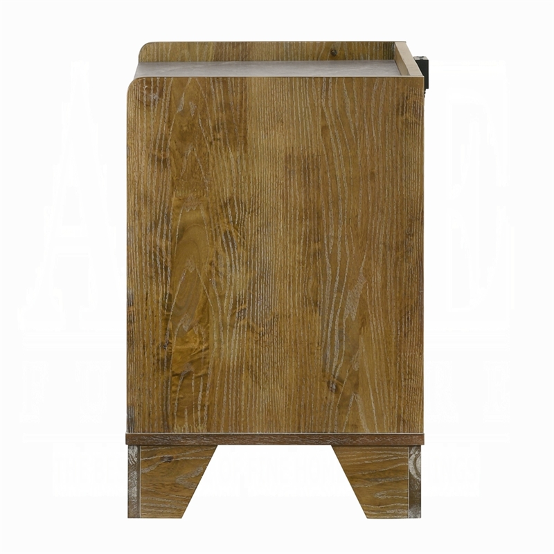 Gary Nightstand with LED- 1 Drawer and Open Cubby- Farmhouse Aspen Brown