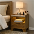 Gary Nightstand with LED- 1 Drawer and Open Cubby- Farmhouse Aspen Brown