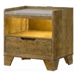 Gary Nightstand with LED- 1 Drawer and Open Cubby- Farmhouse Aspen Brown