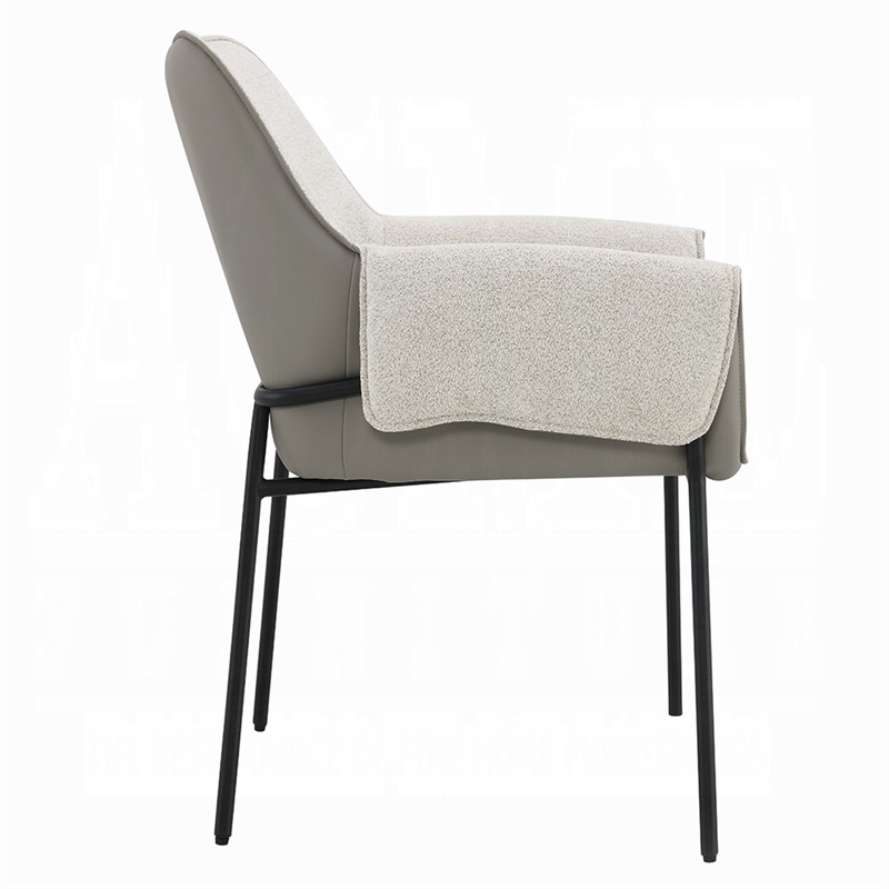 Jory Armchair Set of 2- Beige Chenille- Slim Black Metal Legs