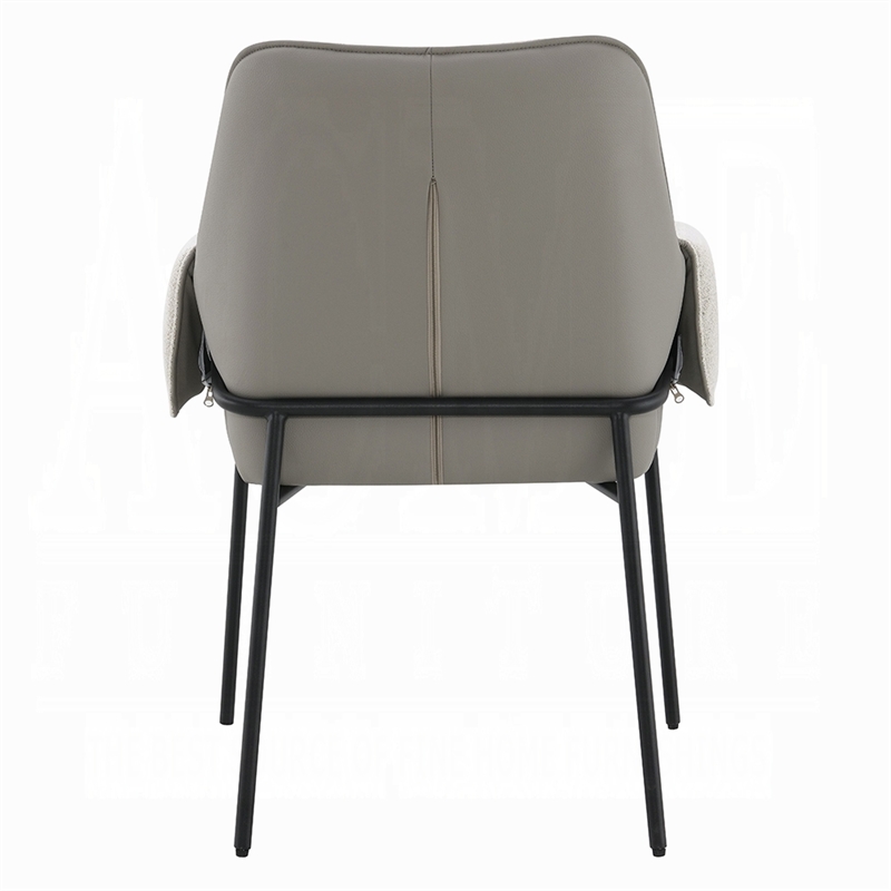 Jory Armchair Set of 2- Beige Chenille- Slim Black Metal Legs