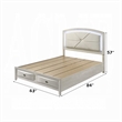 Remy Queen Size Bed with LED Headboard- 2 Bottom Drawers- Antique White