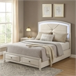 Remy Queen Size Bed with LED Headboard- 2 Bottom Drawers- Antique White