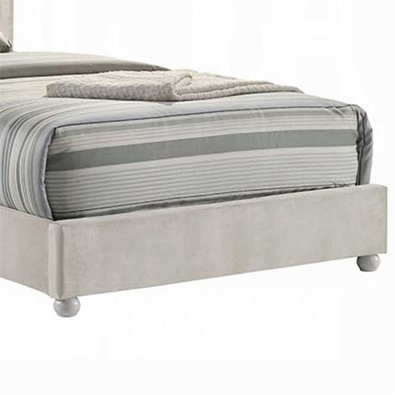 Rex Full Size Bed with Storage and Beige Button Tufted Arched Headboard