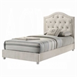 Rex Full Size Bed with Storage and Beige Button Tufted Arched Headboard