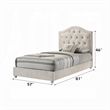 Rex Full Size Bed with Storage and Beige Button Tufted Arched Headboard