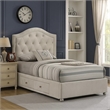 Rex Full Size Bed with Storage and Beige Button Tufted Arched Headboard