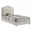 Rex Full Size Bed with Storage and Beige Button Tufted Arched Headboard