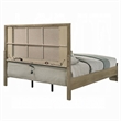 Leky Queen Bed- LED Headboard- Fluted Patterns- Antique Oak Brown Wood