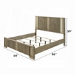 Leky Queen Bed- LED Headboard- Fluted Patterns- Antique Oak Brown Wood