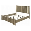 Leky Queen Bed- LED Headboard- Fluted Patterns- Antique Oak Brown Wood