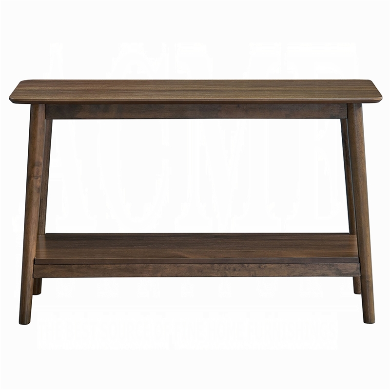 Fexy Sofa Console Table- 48 Inch Top with Lower Shelf- Walnut Brown