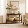 Fexy Sofa Console Table- 48 Inch Top with Lower Shelf- Walnut Brown