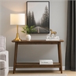 Fexy Sofa Console Table- 48 Inch Top with Lower Shelf- Walnut Brown