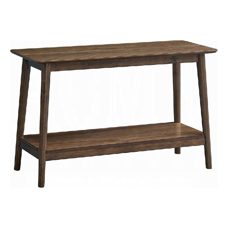 Fexy Sofa Console Table- 48 Inch Top with Lower Shelf- Walnut Brown