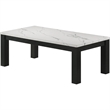 Evie 3pc Coffee and End Table Set- White Faux Marble Top- Black