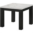 Evie 3pc Coffee and End Table Set- White Faux Marble Top- Black