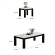Evie 3pc Coffee and End Table Set- White Faux Marble Top- Black