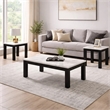 Evie 3pc Coffee and End Table Set- White Faux Marble Top- Black