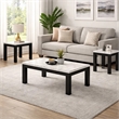 Evie 3pc Coffee and End Table Set- White Faux Marble Top- Black