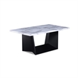 Ady 3pc Coffee and End Table Set- Rectangular White Faux Marble Top- Black