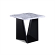 Ady 3pc Coffee and End Table Set- Rectangular White Faux Marble Top- Black