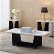 Ady 3pc Coffee and End Table Set- Rectangular White Faux Marble Top- Black