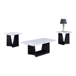 Ady 3pc Coffee and End Table Set- Rectangular White Faux Marble Top- Black