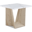Ady 3pc Coffee and End Table Set- Rectangular Faux Marble Top- White Oak Base