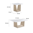 Ady 3pc Coffee and End Table Set- Rectangular Faux Marble Top- White Oak Base