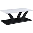 Zen 3pc Coffee and End Table Set- White Faux Marble- Black Legs