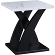 Zen 3pc Coffee and End Table Set- White Faux Marble- Black Legs