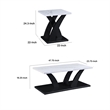 Zen 3pc Coffee and End Table Set- White Faux Marble- Black Legs