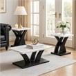 Zen 3pc Coffee and End Table Set- White Faux Marble- Black Legs
