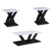 Zen 3pc Coffee and End Table Set- White Faux Marble- Black Legs