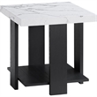 Bexy 3pc Coffee and End Table Set- White Faux Marble Top- Black Shelf